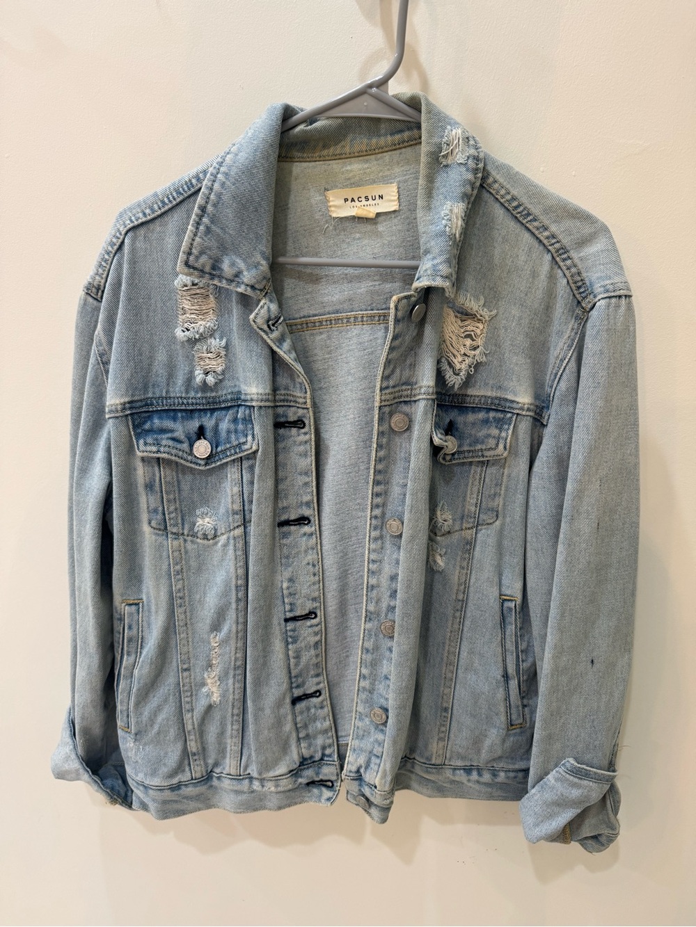 PacSun Light Wash Distressed Denim Jacket